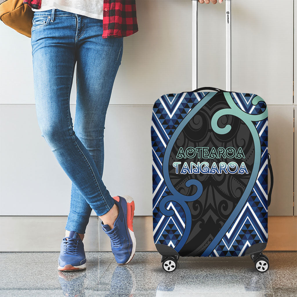 Aotearoa Atua Tangaroa Luggage Cover God Of Ocean Koru Patterns