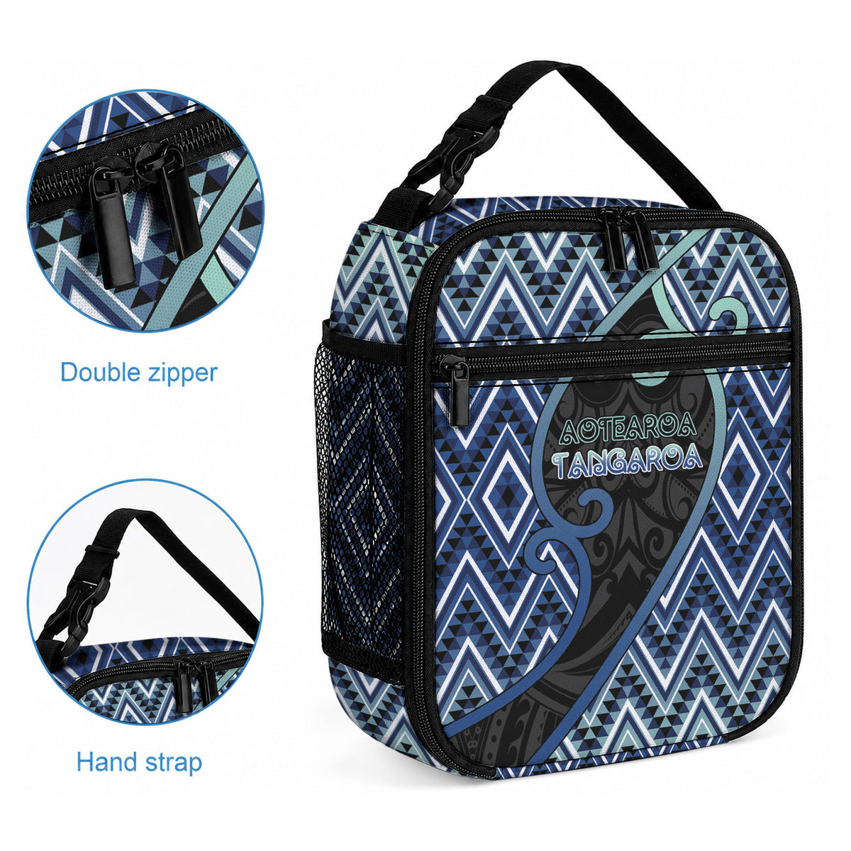Aotearoa Atua Tangaroa Lunch Bag God Of Ocean Koru Patterns