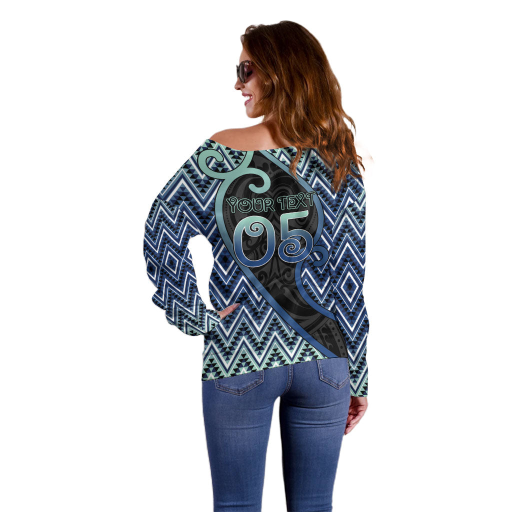 Custom Aotearoa Atua Tangaroa Off Shoulder Sweater God Of Ocean Koru Patterns
