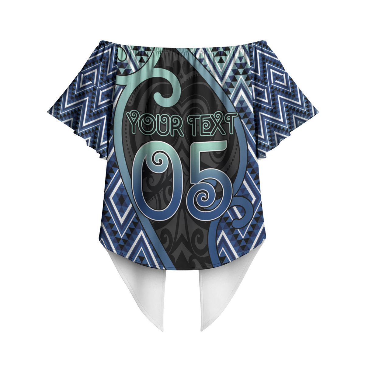 Custom Aotearoa Atua Tangaroa Off Shoulder Wrap Waist Top God Of Ocean Koru Patterns