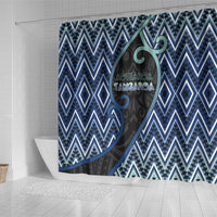 Aotearoa Atua Tangaroa Shower Curtain God Of Ocean Koru Patterns