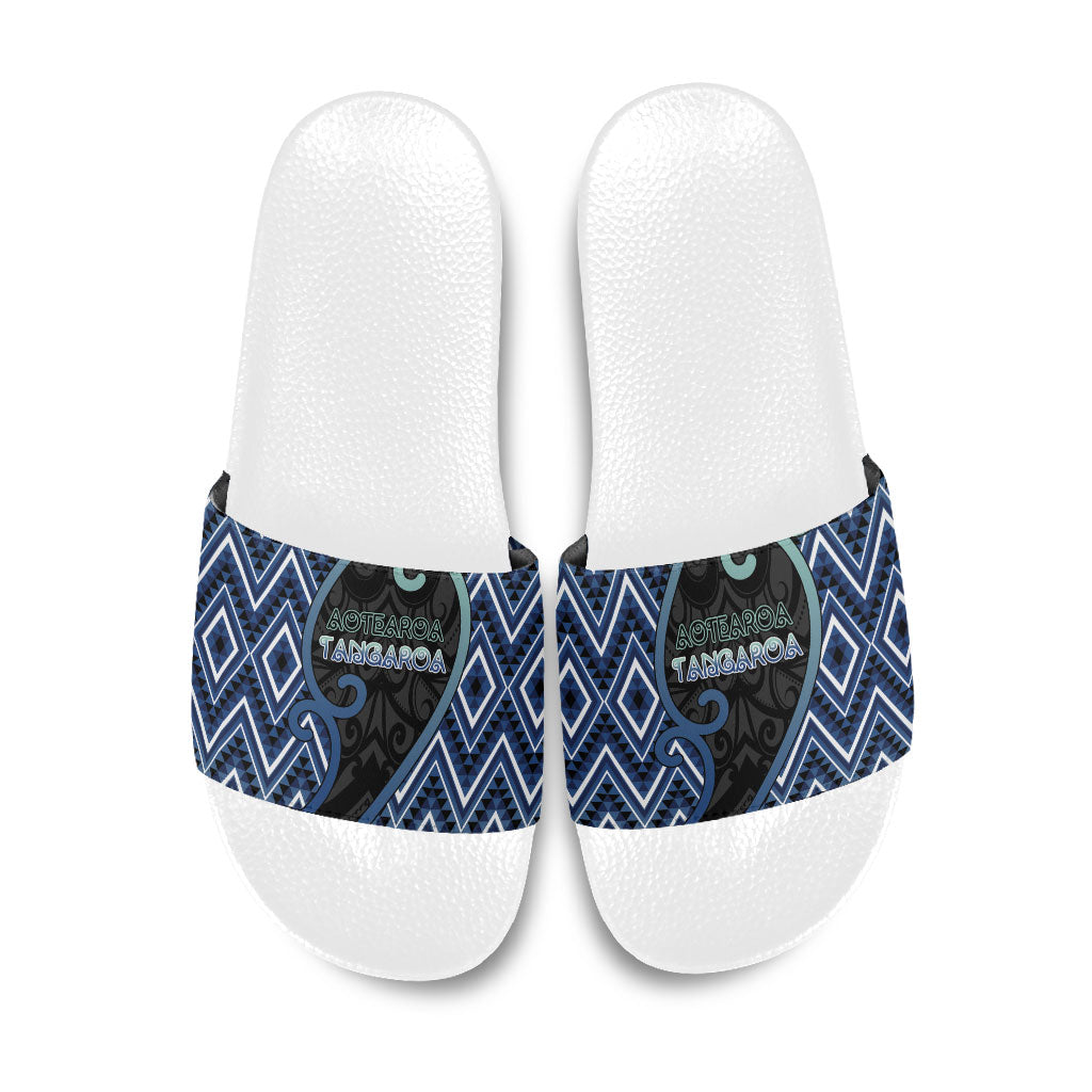 Aotearoa Atua Tangaroa Slide Sandals God Of Ocean Koru Patterns