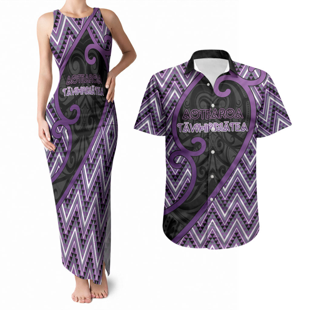 Custom Aotearoa Atua Tawhirimatea Couples Matching Tank Maxi Dress and Hawaiian Shirt God Of Storms Koru Patterns