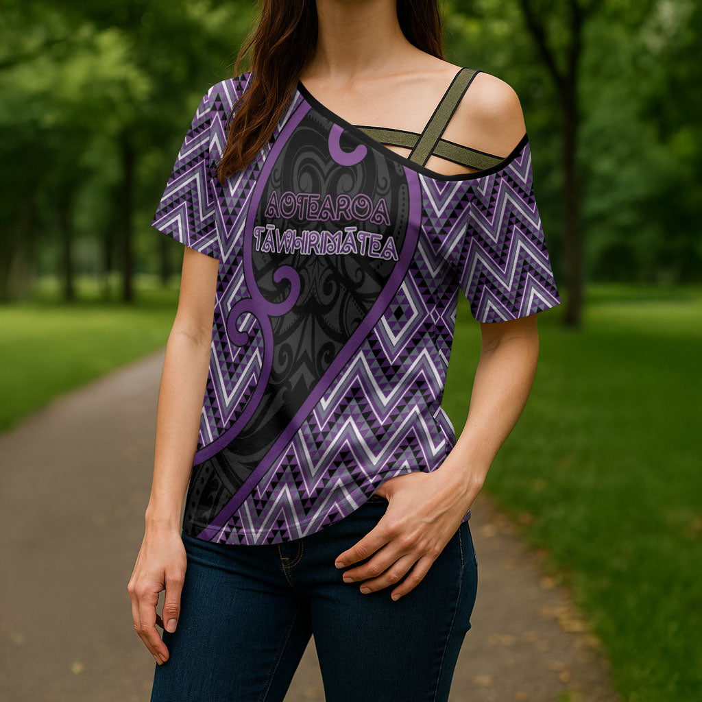Custom Aotearoa Atua Tawhirimatea Cross Shoulder Shirt God Of Storms Koru Patterns