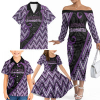 Custom Aotearoa Atua Tawhirimatea Family Matching Off The Shoulder Long Sleeve Dress and Hawaiian Shirt God Of Storms Koru Patterns