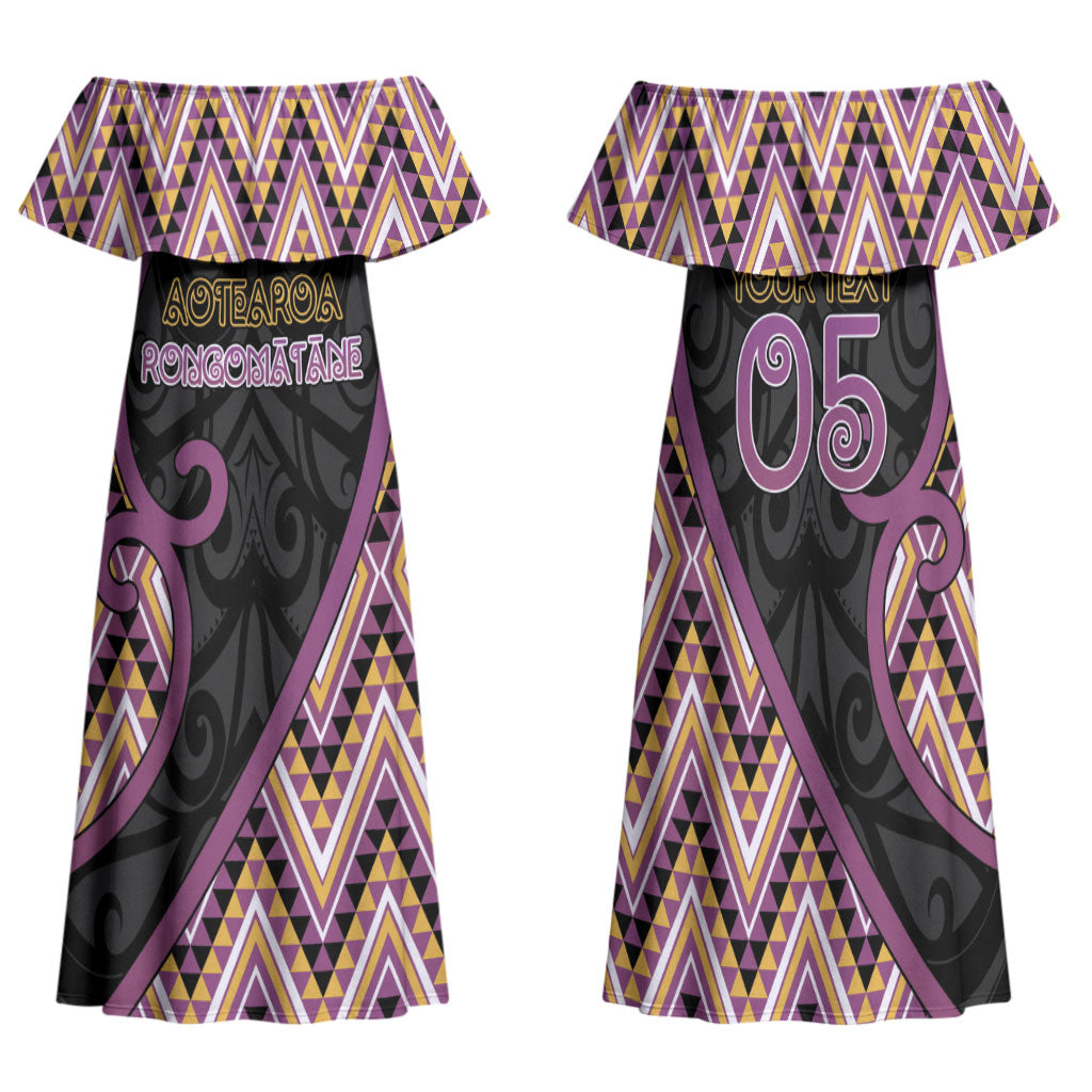Custom Aotearoa Atua Rongomatane Family Matching Off Shoulder Maxi Dress and Hawaiian Shirt God Of Cultivated Foods Koru Patterns