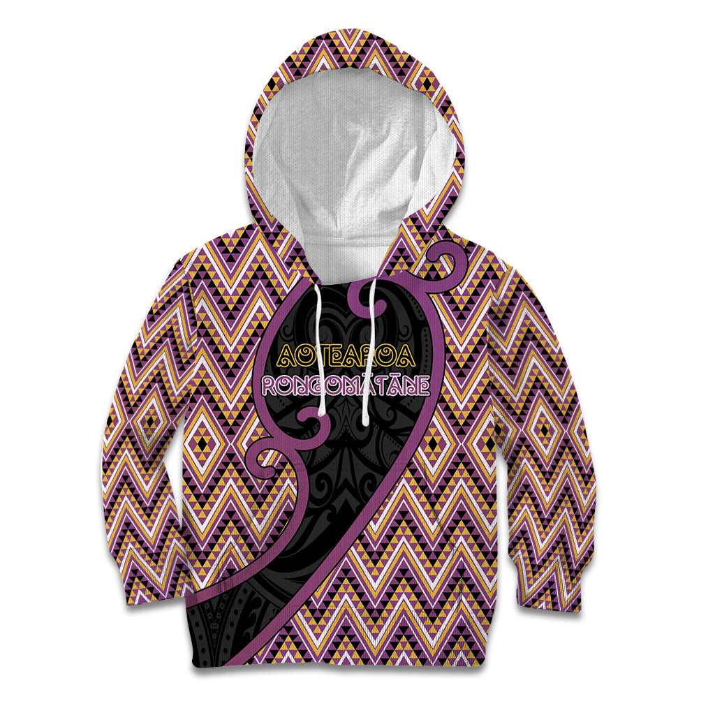 Custom Aotearoa Atua Rongomatane Kid Hoodie God Of Cultivated Foods Koru Patterns