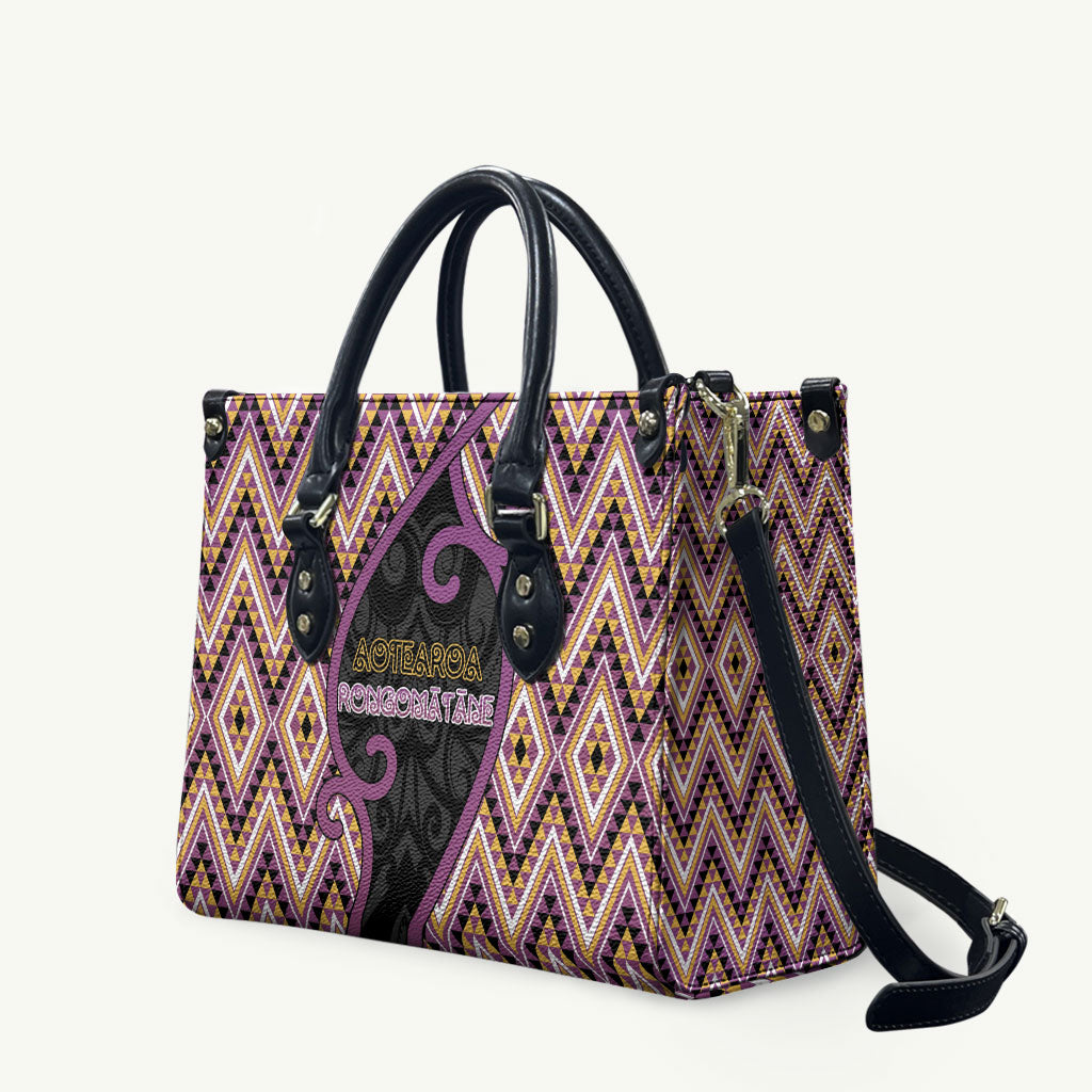 Aotearoa Atua Rongomatane Leather Bag God Of Cultivated Foods Koru Patterns