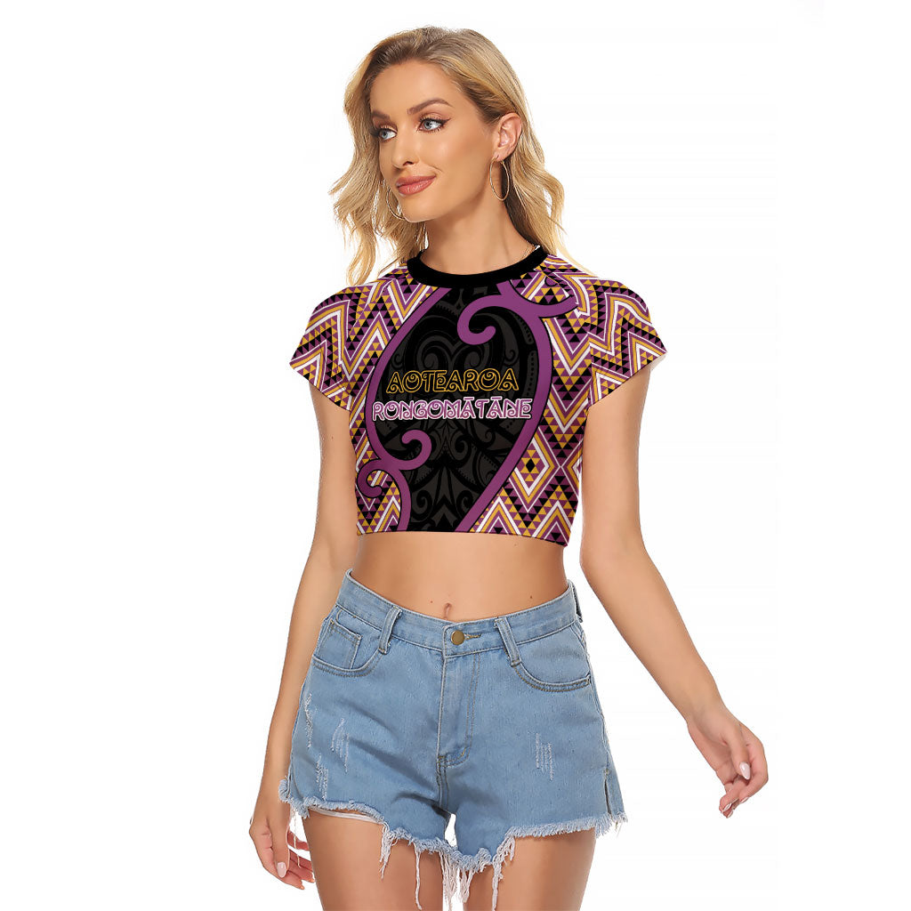 Custom Aotearoa Atua Rongomatane Raglan Cropped T Shirt God Of Cultivated Foods Koru Patterns