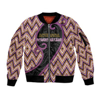 Custom Aotearoa Atua Rongomatane Sleeve Zip Bomber Jacket God Of Cultivated Foods Koru Patterns