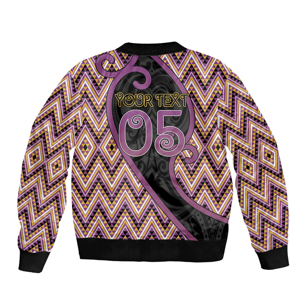 Custom Aotearoa Atua Rongomatane Sleeve Zip Bomber Jacket God Of Cultivated Foods Koru Patterns