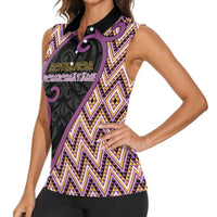 Custom Aotearoa Atua Rongomatane Women Sleeveless Polo Shirt God Of Cultivated Foods Koru Patterns