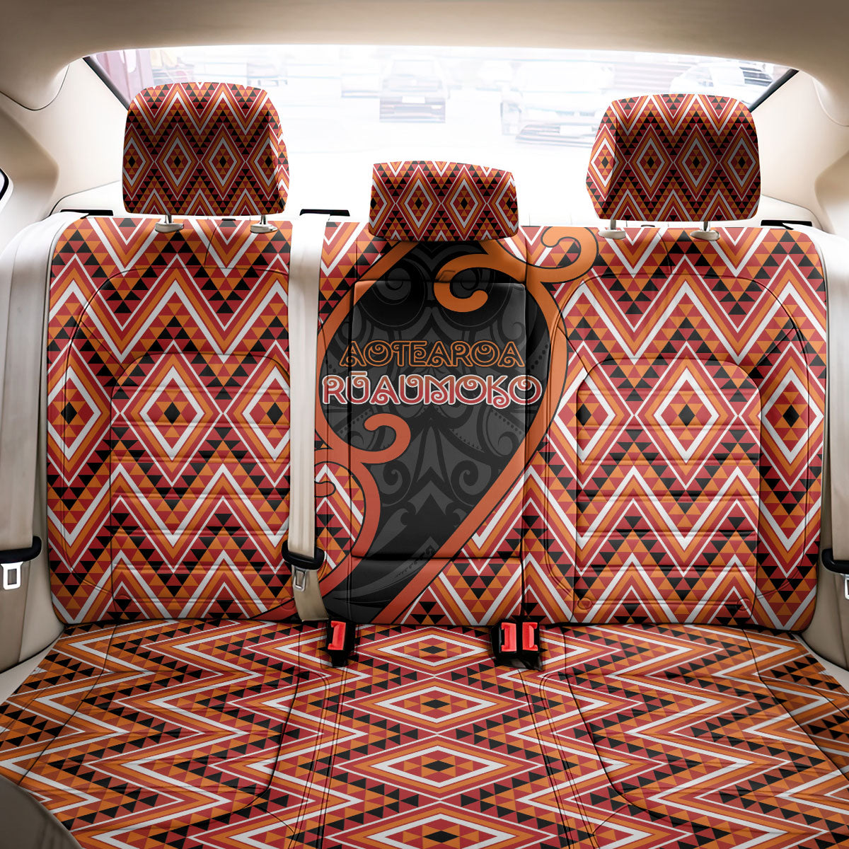 Aotearoa Atua Ruaumoko Back Car Seat Cover God Of Volcanoes Koru Patterns