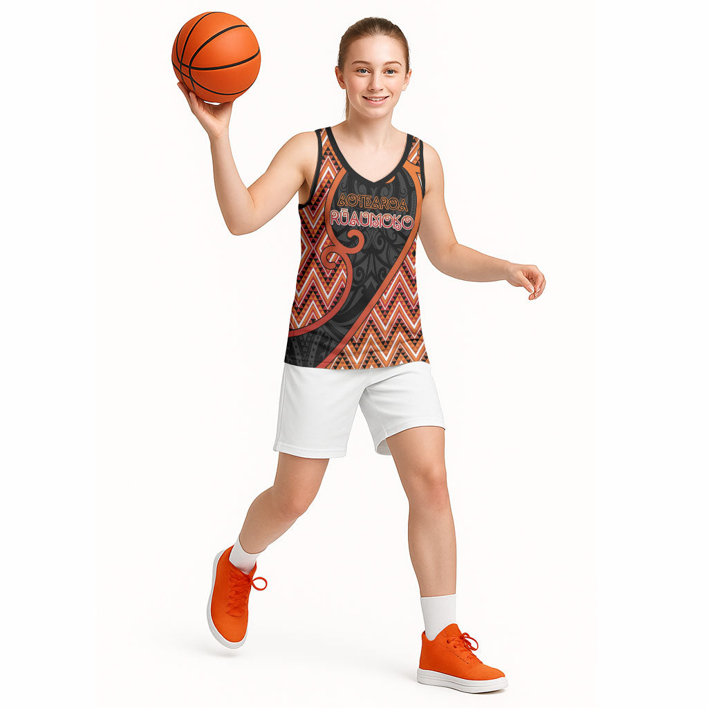Custom Aotearoa Atua Ruaumoko Basketball Jersey God Of Volcanoes Koru Patterns