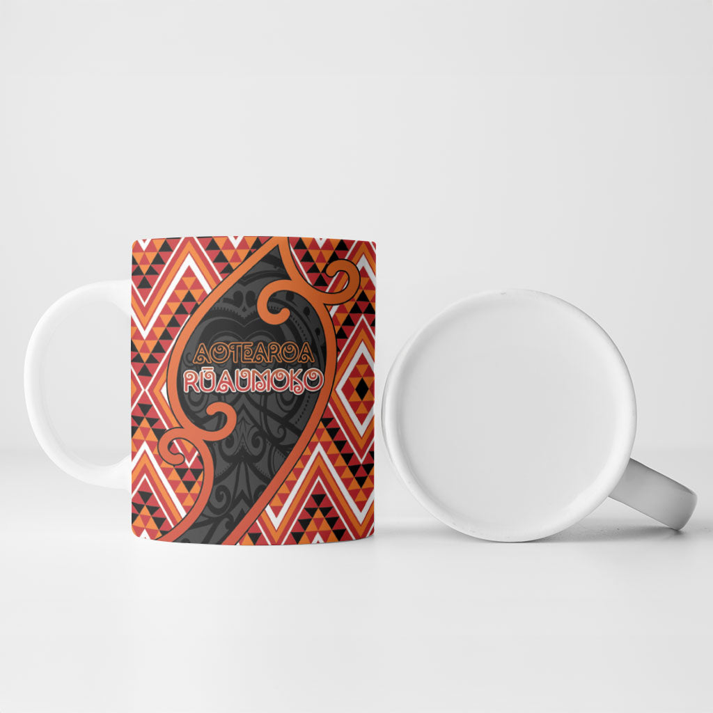 Custom Aotearoa Atua Ruaumoko Ceramic Mug God Of Volcanoes Koru Patterns