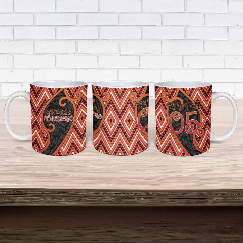 Custom Aotearoa Atua Ruaumoko Ceramic Mug God Of Volcanoes Koru Patterns