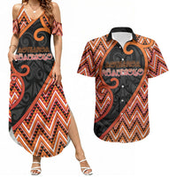 Custom Aotearoa Atua Ruaumoko Couples Matching Summer Maxi Dress and Hawaiian Shirt God Of Volcanoes Koru Patterns
