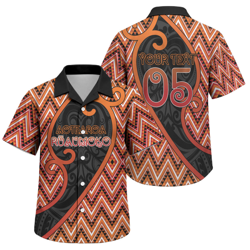 Custom Aotearoa Atua Ruaumoko Family Matching Off The Shoulder Long Sleeve Dress and Hawaiian Shirt God Of Volcanoes Koru Patterns