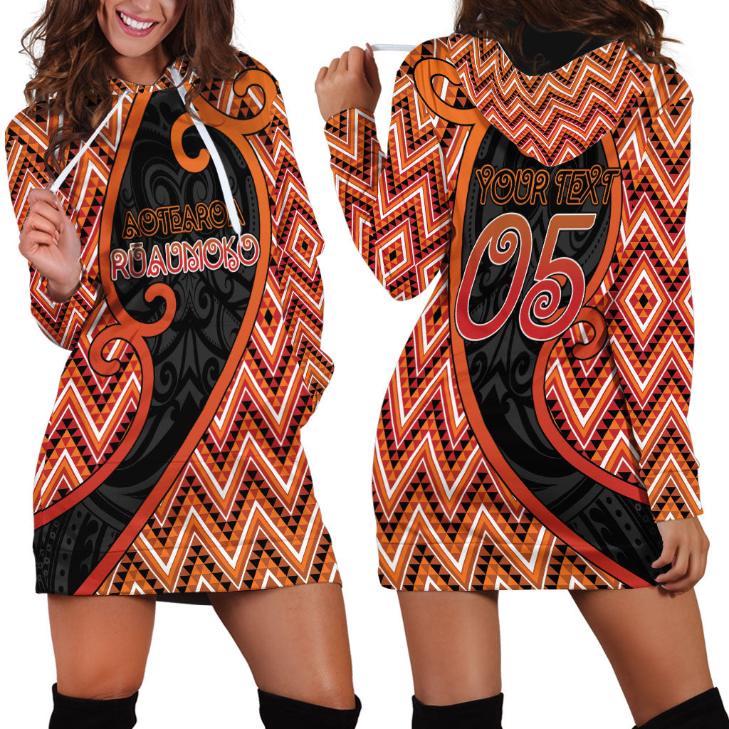 Custom Aotearoa Atua Ruaumoko Hoodie Dress God Of Volcanoes Koru Patterns
