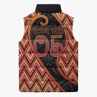 Custom Aotearoa Atua Ruaumoko Sleeveless Puffer Jacket God Of Volcanoes Koru Patterns