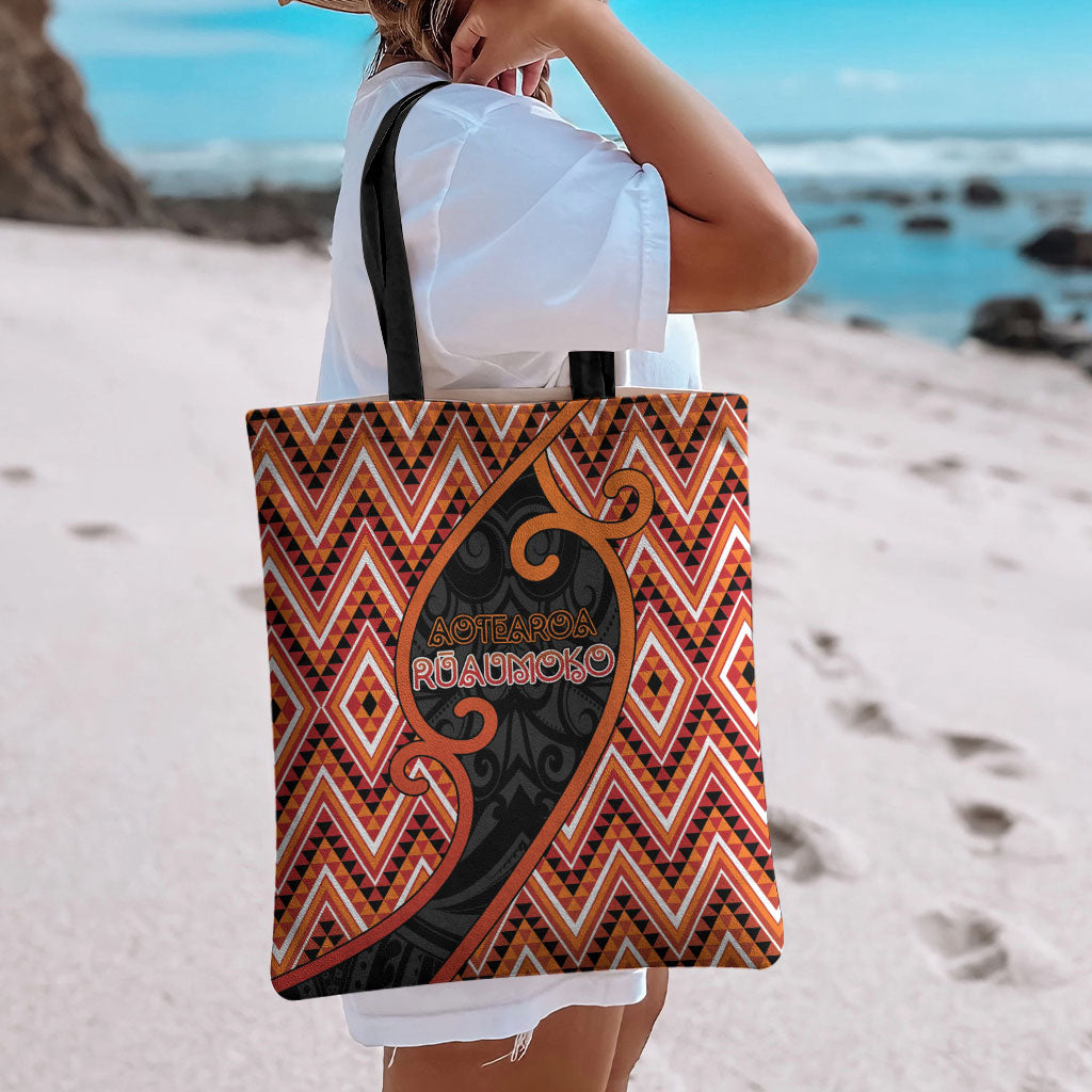 Aotearoa Atua Ruaumoko Tote Bag God Of Volcanoes Koru Patterns