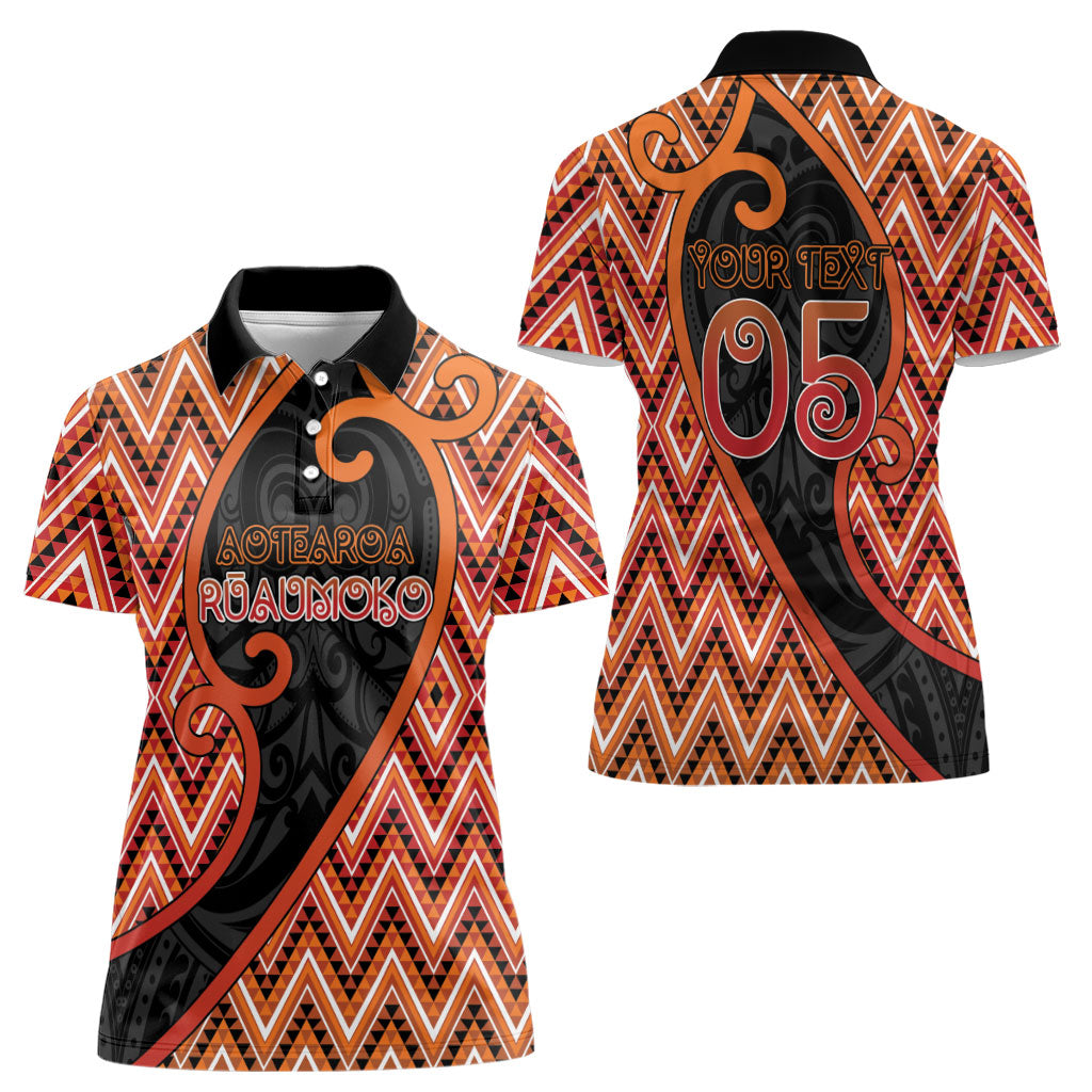 Custom Aotearoa Atua Ruaumoko Women Polo Shirt God Of Volcanoes Koru Patterns