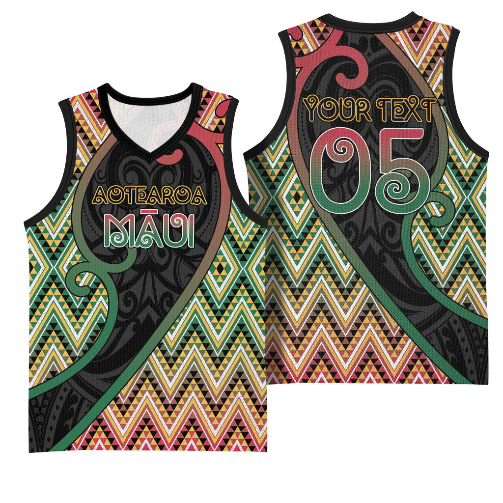 Custom Aotearoa Atua Maui Basketball Jersey Demigod Hero And Trickster Koru Patterns