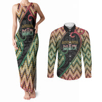 Custom Aotearoa Atua Maui Couples Matching Tank Maxi Dress and Long Sleeve Button Shirt Demigod Hero And Trickster Koru Patterns