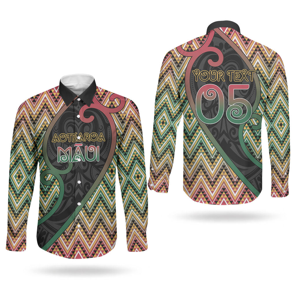 Custom Aotearoa Atua Maui Couples Matching Tank Maxi Dress and Long Sleeve Button Shirt Demigod Hero And Trickster Koru Patterns