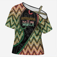 Custom Aotearoa Atua Maui Cross Shoulder Shirt Demigod Hero And Trickster Koru Patterns