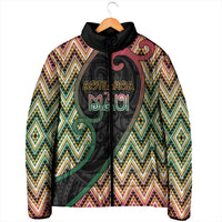 Custom Aotearoa Atua Maui Padded Jacket Demigod Hero And Trickster Koru Patterns