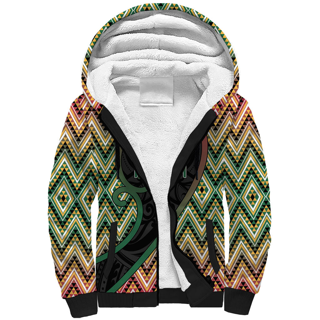 Custom Aotearoa Atua Maui Sherpa Hoodie Demigod Hero And Trickster Koru Patterns