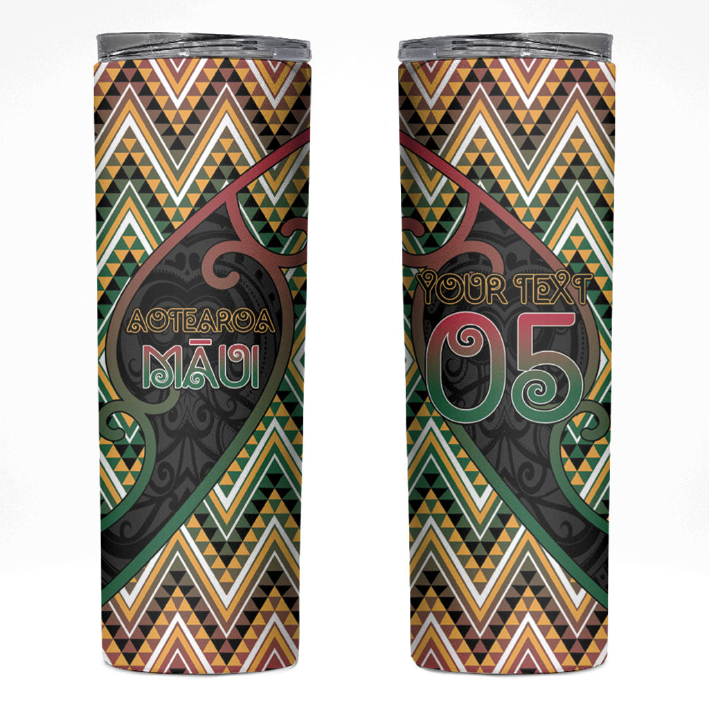 Custom Aotearoa Atua Maui Skinny Tumbler Demigod Hero And Trickster Koru Patterns