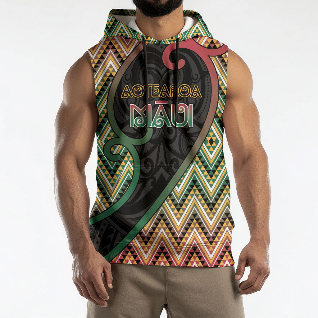 Custom Aotearoa Atua Maui Sleeveless Hoodie Demigod Hero And Trickster Koru Patterns