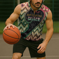Custom Aotearoa Atua Maui Sleeveless Zip Hoodie Demigod Hero And Trickster Koru Patterns