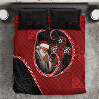 Tonga Kilisimasi Fiefia Bedding Set Praying Santa Hibiscus Cross DT05 Red - Polynesian Pride
