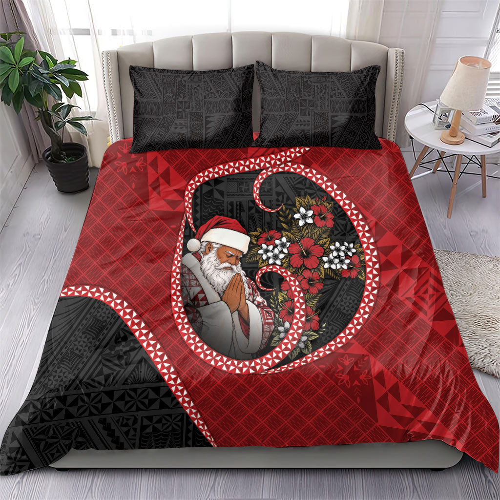 Tonga Kilisimasi Fiefia Bedding Set Praying Santa Hibiscus Cross DT05 - Polynesian Pride
