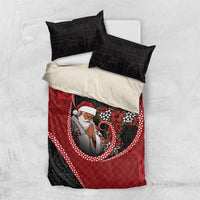 Tonga Kilisimasi Fiefia Bedding Set Praying Santa Hibiscus Cross DT05 US Twin 172cm x 218cm Red - Polynesian Pride