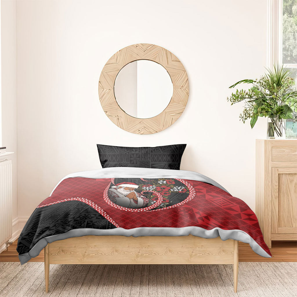 Tonga Kilisimasi Fiefia Bedding Set Praying Santa Hibiscus Cross DT05 - Polynesian Pride