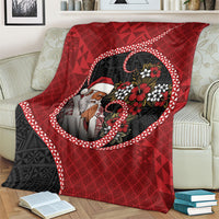 Tonga Kilisimasi Fiefia Blanket Praying Santa Hibiscus Cross DT05 - Polynesian Pride