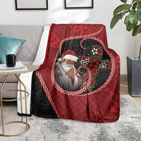 Tonga Kilisimasi Fiefia Blanket Praying Santa Hibiscus Cross DT05 - Polynesian Pride