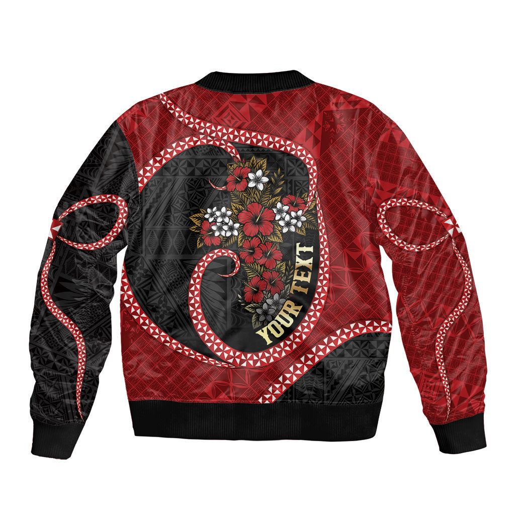 Personalised Tonga Kilisimasi Fiefia Bomber Jacket Praying Santa Hibiscus Cross DT05 - Polynesian Pride