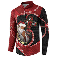 Personalised Tonga Kilisimasi Fiefia Button Sweatshirt Praying Santa Hibiscus Cross DT05 - Polynesian Pride