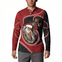 Personalised Tonga Kilisimasi Fiefia Button Sweatshirt Praying Santa Hibiscus Cross DT05 - Polynesian Pride