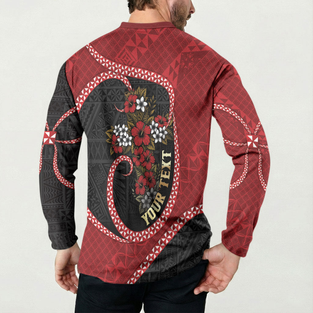 Personalised Tonga Kilisimasi Fiefia Button Sweatshirt Praying Santa Hibiscus Cross DT05 - Polynesian Pride