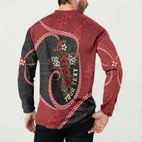 Personalised Tonga Kilisimasi Fiefia Button Sweatshirt Praying Santa Hibiscus Cross DT05 - Polynesian Pride