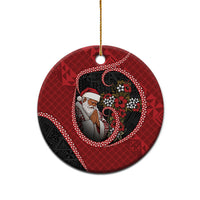 Tonga Kilisimasi Fiefia Ceramic Ornament Praying Santa Hibiscus Cross DT05 - Polynesian Pride