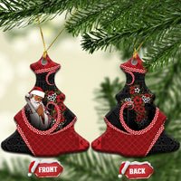 Tonga Kilisimasi Fiefia Ceramic Ornament Praying Santa Hibiscus Cross DT05 Christmas Tree Red - Polynesian Pride