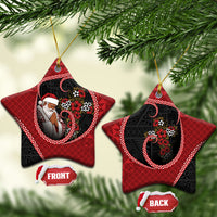 Tonga Kilisimasi Fiefia Ceramic Ornament Praying Santa Hibiscus Cross DT05 Star Red - Polynesian Pride