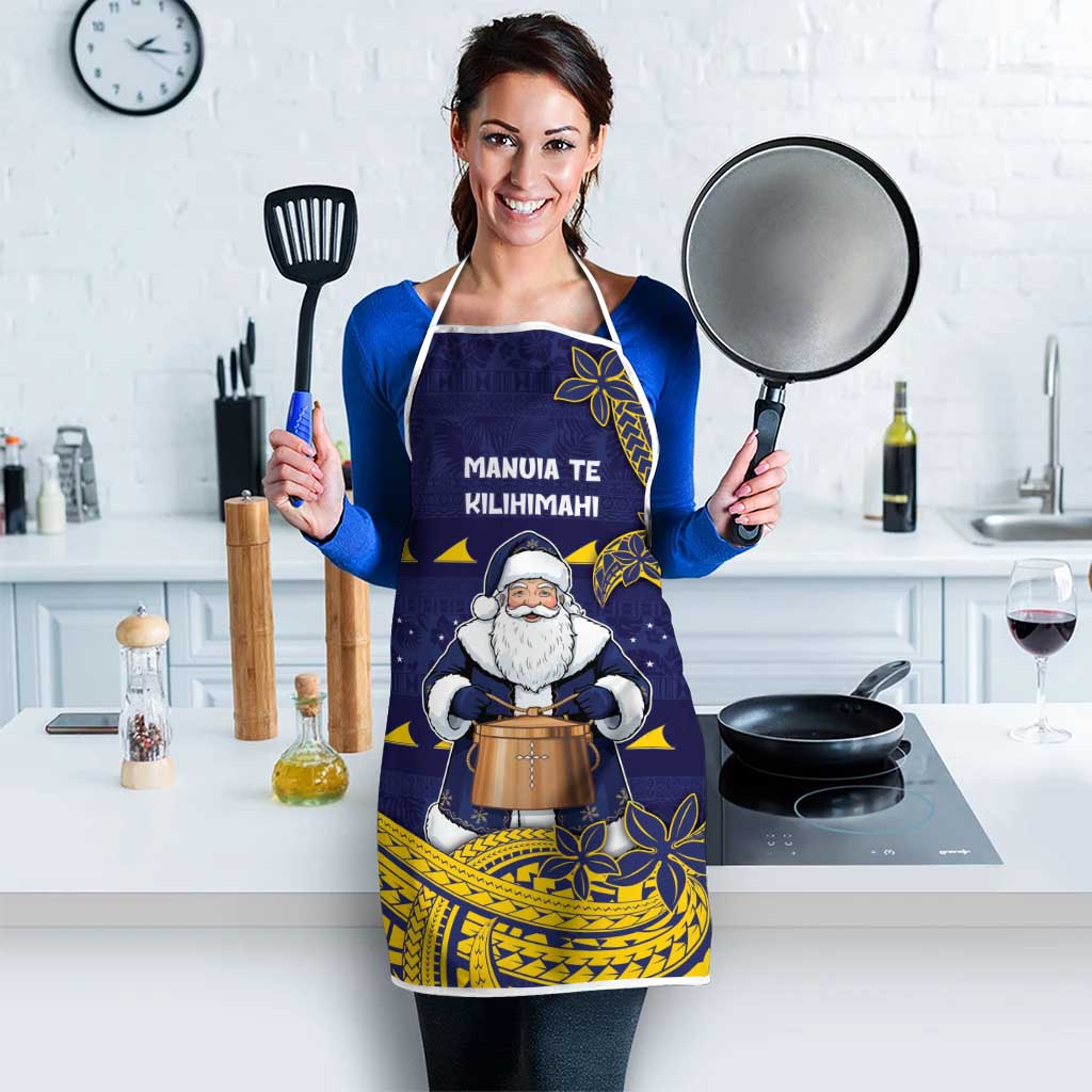 Tokelau Christmas Apron Santa With Tuluma Xmas Tribal Waves - Polynesian Pride